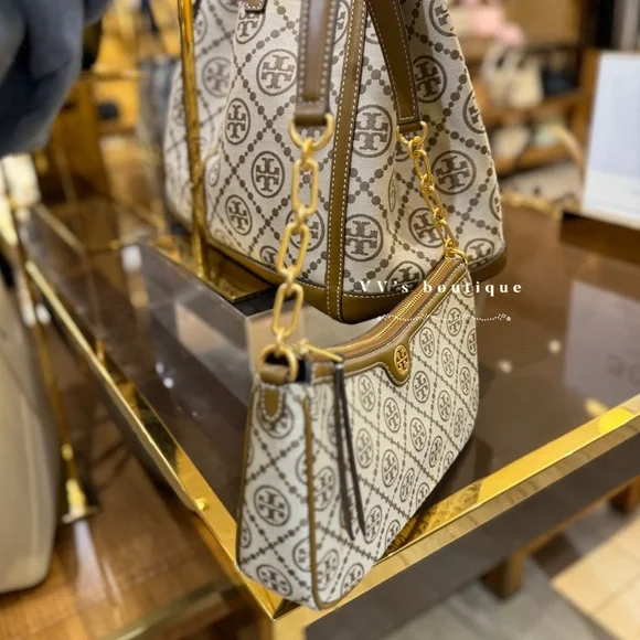 NWT Tory Burch T Monogram Studio Shoulder Crossbody Bag Hazelnut Brown 85137 - Picture 2 of 7